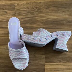 GB girls Pastel Lilac and Pink Wavy Platform Slides